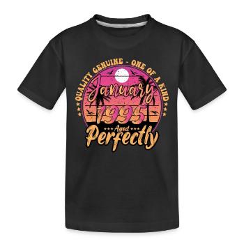 January 1995 Anniversary 1995 January 1995 - Kids' Premium Organic T-Shirt - black - Front