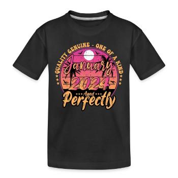 Januar 2024 Geburtstag 2024 Januar 2024 - Kinder Premium Bio T-Shirt - Schwarz - Vorne