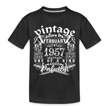 February 1957 Birthday February 1957 February - Kids' Premium Organic T-Shirt - black - Front