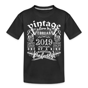 Februar 2019 Geburtstag Februar 2019 Februar - Kinder Premium Bio T-Shirt - Schwarz - Vorne