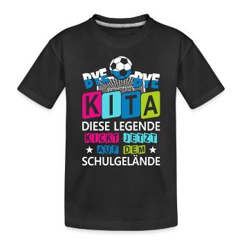 Einschulung Schulkind Kindergarten Kita Geschenk - Kinder Premium Bio T-Shirt - Schwarz - Vorne