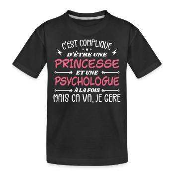 C'est compliqué d'être Une Princesse Psychologue - T-shirt bio Premium Enfant - noir - Devant