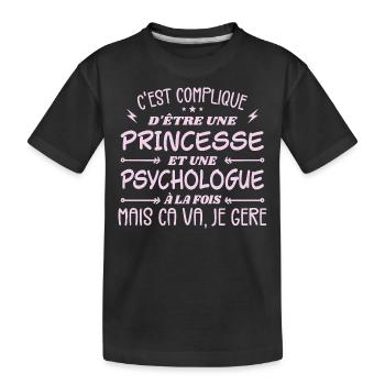C'est compliqué d'être Une Princesse Psychologue - T-shirt bio Premium Enfant - noir - Devant