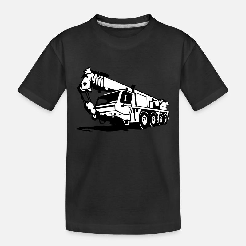 Autokran, crane (2 color) - Kinder Premium Bio T-Shirt - Schwarz