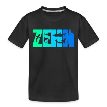 10. Geburtstag Weißer Hai Junge 10 Jahre alt Haie - Kinder Premium Bio T-Shirt - Schwarz - Vorne