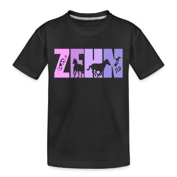 10. Geburtstag Mädchen 10 Jahre alt Pferde Pferd - Kinder Premium Bio T-Shirt - Schwarz - Vorne