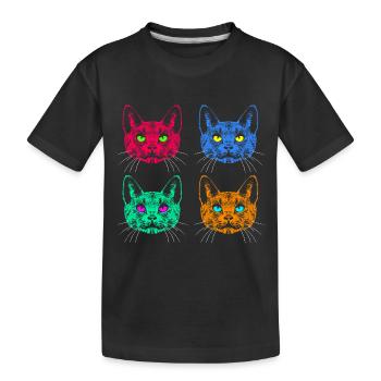 Vier Farben Katzen / Cats like Warhol - Kinder Premium Bio T-Shirt - Schwarz - Vorne