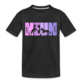 9. Geburtstag Mädchen 9 Jahre alt Pferde Pferd - Kinder Premium Bio T-Shirt - Schwarz - Vorne