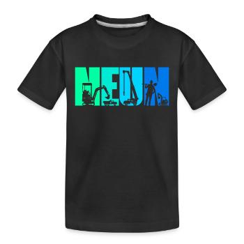 9. Geburtstag Junge 9 Jahre alt Bagger Baustelle - Kinder Premium Bio T-Shirt - Schwarz - Vorne