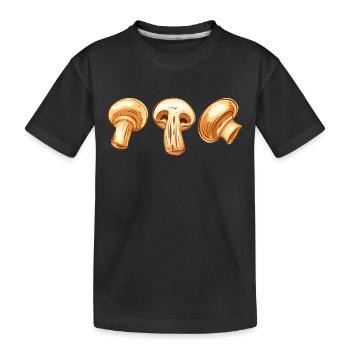 Drei braune Pilze die Champignons Pilze - Kinder Premium Bio T-Shirt - Schwarz - Vorne