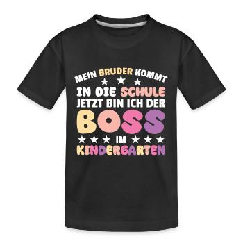 My brother starts school, now I'm the one - Kids' Premium Organic T-Shirt - black - Front