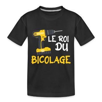 Le Roi Du Bricolage C'est Papy Bricoleur - T-shirt bio Premium Enfant - noir - Devant