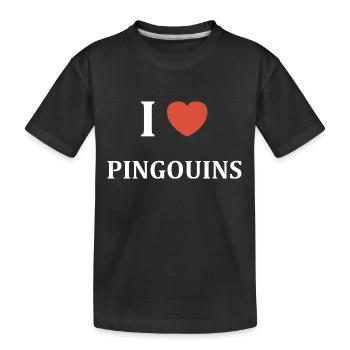 i love Pingouins - T-shirt bio Premium Enfant - noir - Devant