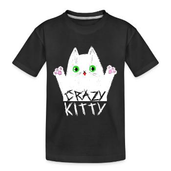 Crazy Kitty - Kids' Premium Organic T-Shirt - black - Front