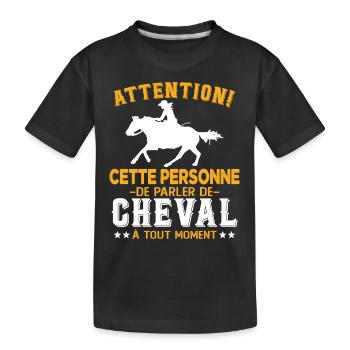 Cette Personne Risque Parler De Cheval Tout Moment - T-shirt bio Premium Enfant - noir - Devant