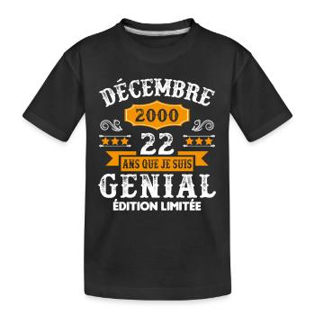 22 Ans Anniversaire Vintage Né(e) en Décembre 2000 - T-shirt bio Premium Enfant - noir - Devant