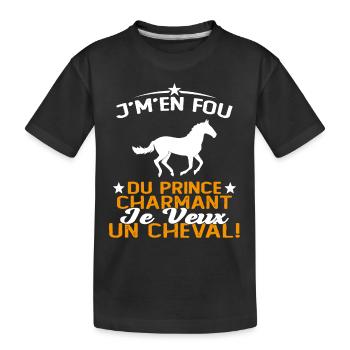 J'm'en Fou Du Prince Charmant Je Veux Un Cheval - T-shirt bio Premium Enfant - noir - Devant