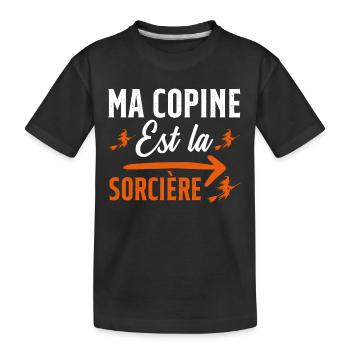 Ma Copine est La Sorcière - T-shirt bio Premium Enfant - noir - Devant