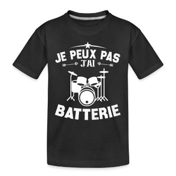 je peux pas j'ai batterie - T-shirt bio Premium Enfant - noir - Devant