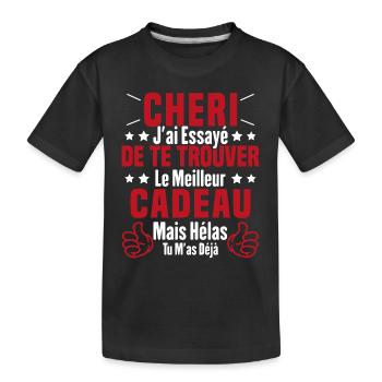Chéri Saint Valentin Amour Couple Humour - T-shirt bio Premium Enfant - noir - Devant