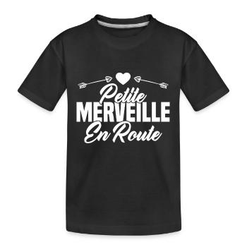 Femme Petite Merveille En Route Future Grossesse - T-shirt bio Premium Enfant - noir - Devant