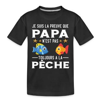 Papa Pêche Pêcheur Bébé Nourrisson Naissance - T-shirt bio Premium Enfant - noir - Devant
