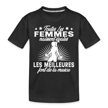 Toutes Les Femmes Naissent Egales Muscu Fitness - T-shirt bio Premium Enfant - noir - Devant