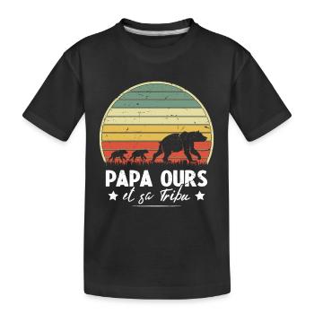 Papa ours et sa tribu Humour cadeau - T-shirt bio Premium Enfant - noir - Devant