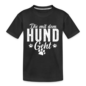 The one who walks with the dog Dogs Mom - Kids' Premium Organic T-Shirt - black - Front