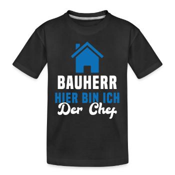 Maître d'ouvrage Ici, c'est moi le chef Chantier - T-shirt bio Premium Enfant - noir - Devant