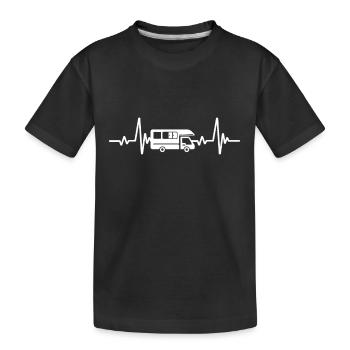 Heartbeat Camping-Wohnwagen - Kinder Premium Bio T-Shirt - Schwarz - Vorne