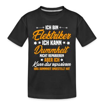 Ich bin Elektriker - Kinder Premium Bio T-Shirt - Schwarz - Vorne