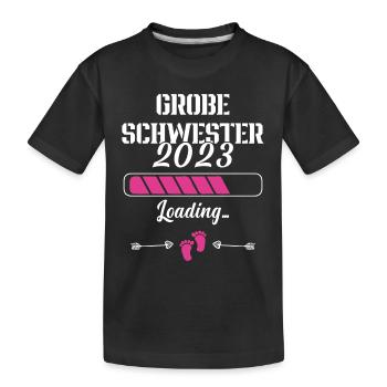 Annoncer une grossesse Grande sœur 2023 - T-shirt bio Premium Enfant - noir - Devant