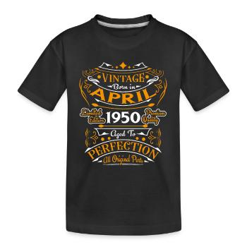 Vintage born in April 1950 birthday gift - Kids' Premium Organic T-Shirt - black - Front