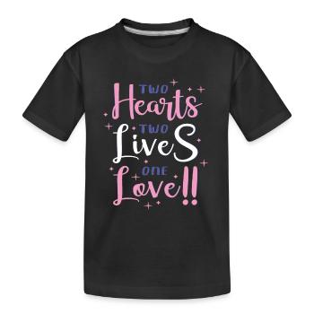 Two Hearts, Two Lives, One Love - Kids' Premium Organic T-Shirt - black - Front