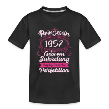 Prinzessin seit 1957 Geburtstag 1957 - Kinder Premium Bio T-Shirt - Schwarz - Vorne