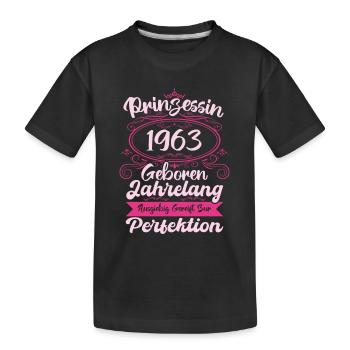 Prinzessin seit 1963 Geburtstag 1963 - Kinder Premium Bio T-Shirt - Schwarz - Vorne