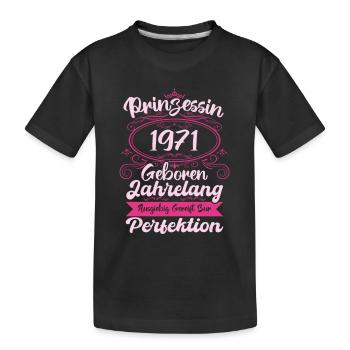 Prinzessin seit 1971 Geburtstag 1971 - Kinder Premium Bio T-Shirt - Schwarz - Vorne