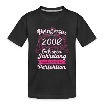 Prinzessin seit 2008 Geburtstag 2008 - Kinder Premium Bio T-Shirt - Schwarz - Vorne