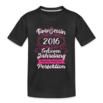 Prinzessin seit 2016 Geburtstag 2016 - Kinder Premium Bio T-Shirt - Schwarz - Vorne