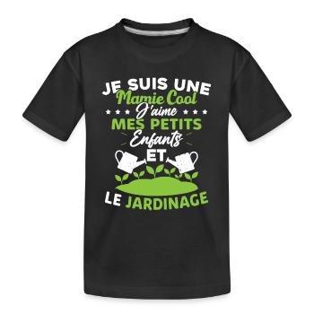 Mamie j'aime mes petite enfants et le jardinage - T-shirt bio Premium Enfant - noir - Devant