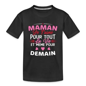 Maman je t'aime Mère Bébé Naissance Amour - T-shirt bio Premium Enfant - noir - Devant