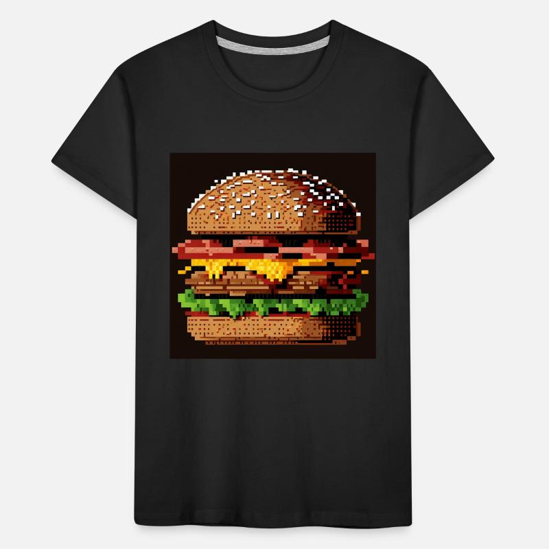Burger 8 bits, Pixel Art T-shirt bio Premium Enfant