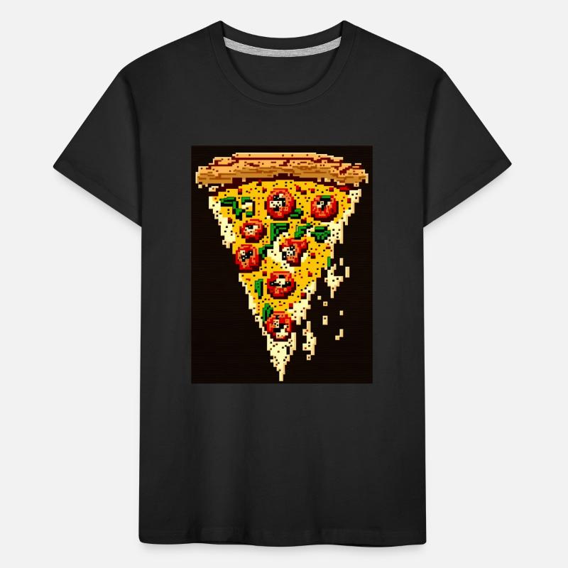 Pizza 8 bits, Pixel Art T-shirt bio Premium Enfant