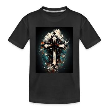 Abstraktes Christliches Kreuz - Kinder Premium Bio T-Shirt - Schwarz - Vorne
