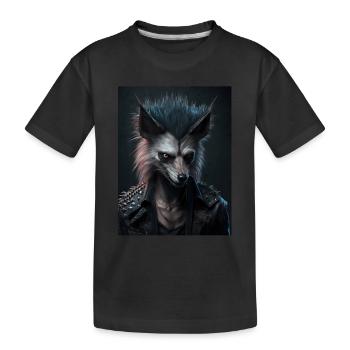 Rebel Punk Wulf - Kinder Premium Bio T-Shirt - Schwarz - Vorne