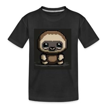 Pixel Art Chibi Faultier - Kinder Premium Bio T-Shirt - Schwarz - Vorne