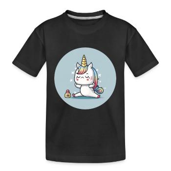 Adorable Licorne de Yoga - T-shirt bio Premium Enfant - noir - Devant
