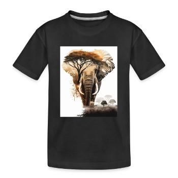 Doppelbelichtung Elefant und Savanne - Kinder Premium Bio T-Shirt - Schwarz - Vorne