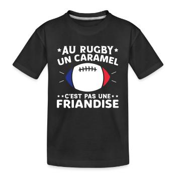 Au Rugby Un Caramel C'est Pas Une Friandise - T-shirt bio Premium Enfant - noir - Devant